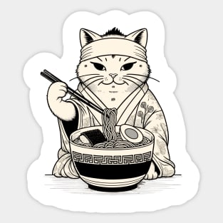 Retro Japanese Kawaii Anime Ramen Cat Sticker